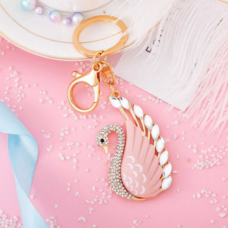 Wholesale Crystal Swan Rhinestone Diamond Alloy Keychains